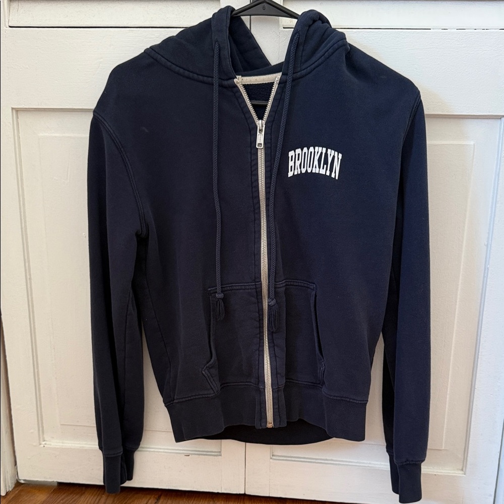 Brandy Melville Dark Blue Zip-Up Hoodie